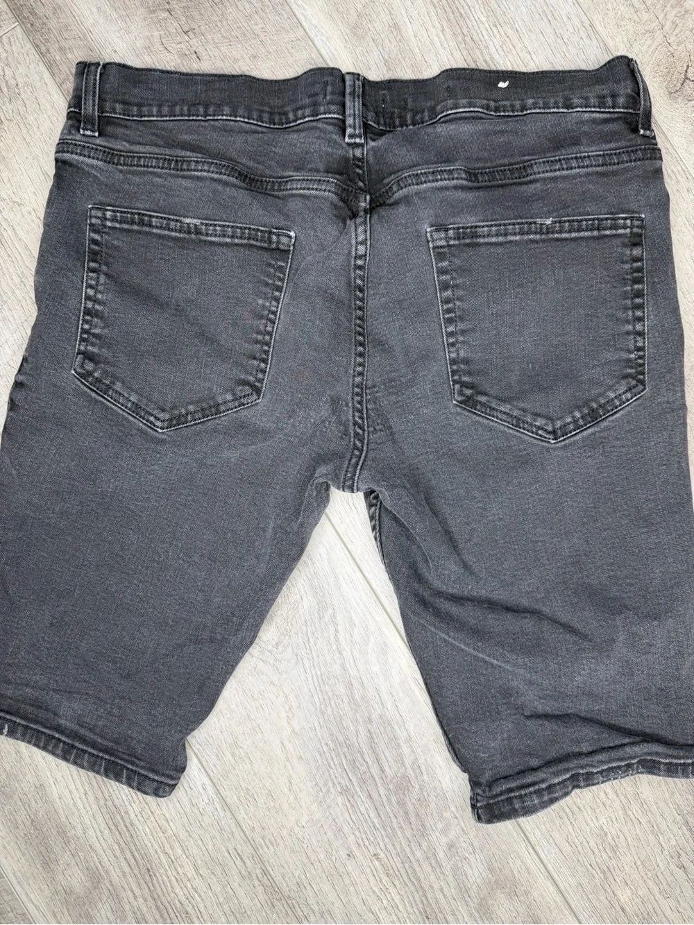 Topman Grey Black Distressed Denim Shorts
